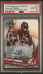 Graded 2023 Topps Bowman U Chrome Dallas Turner #51 Auto Refractor /499 Rookie RC Football Card PSA 10