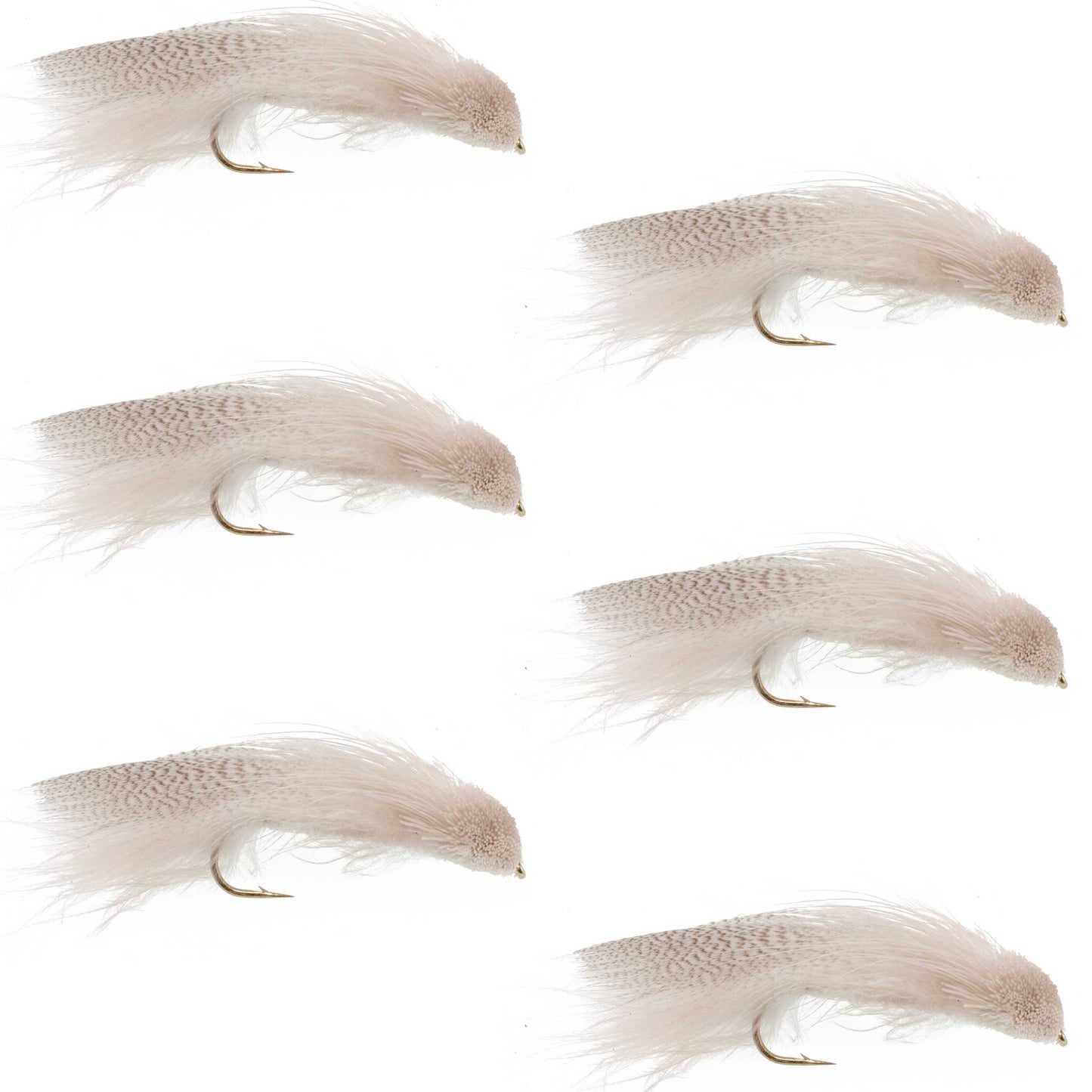 Galloup's Zoo Cougar White Streamer Fly - 6 Flies Size 4