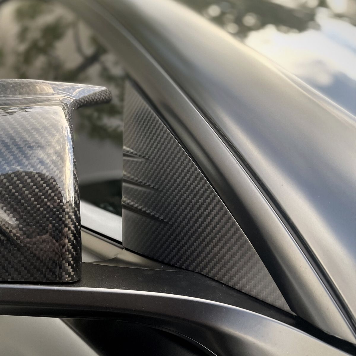 Dry Carbon Fiber A-Pillar Trim for Model 3/Y | 3 Finishes | 3D Laser Fit | LHD/RHD