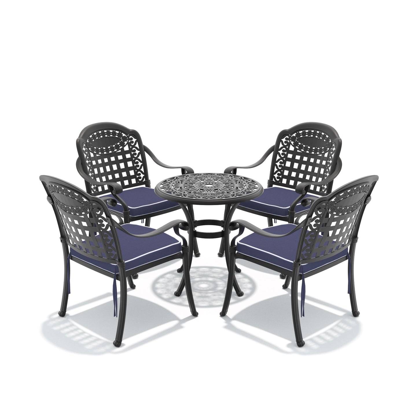 5-Piece Cast Aluminum Patio Furniture Set with Cushions