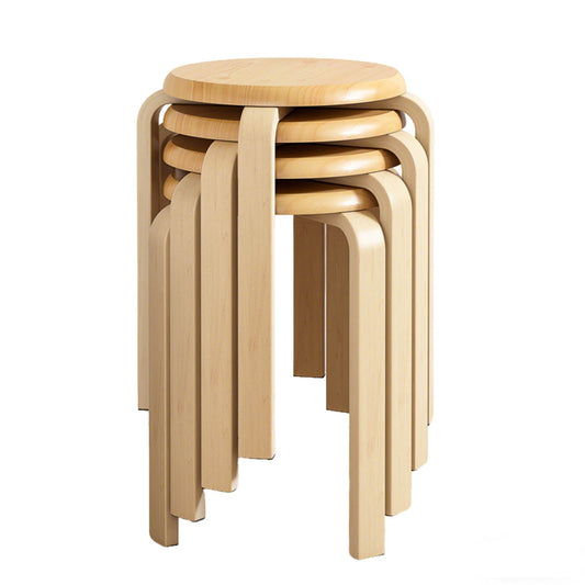 Stackable Bentwood Stool Set of 4, 18" Round Backless Nesting Stools