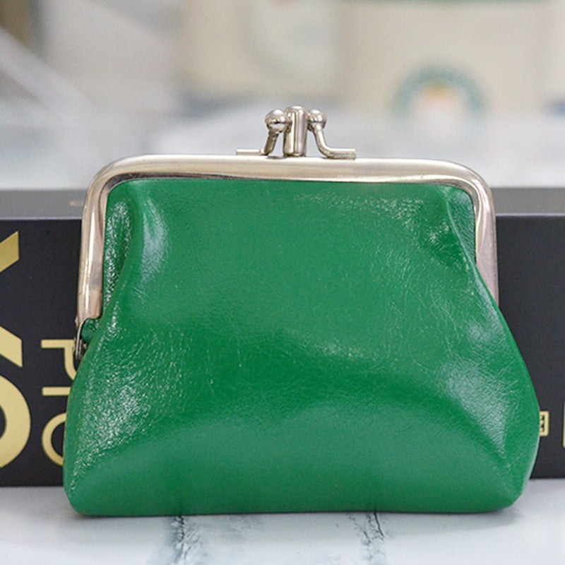 Retro Double-Layer Compact Oil Wax Leather Wallet