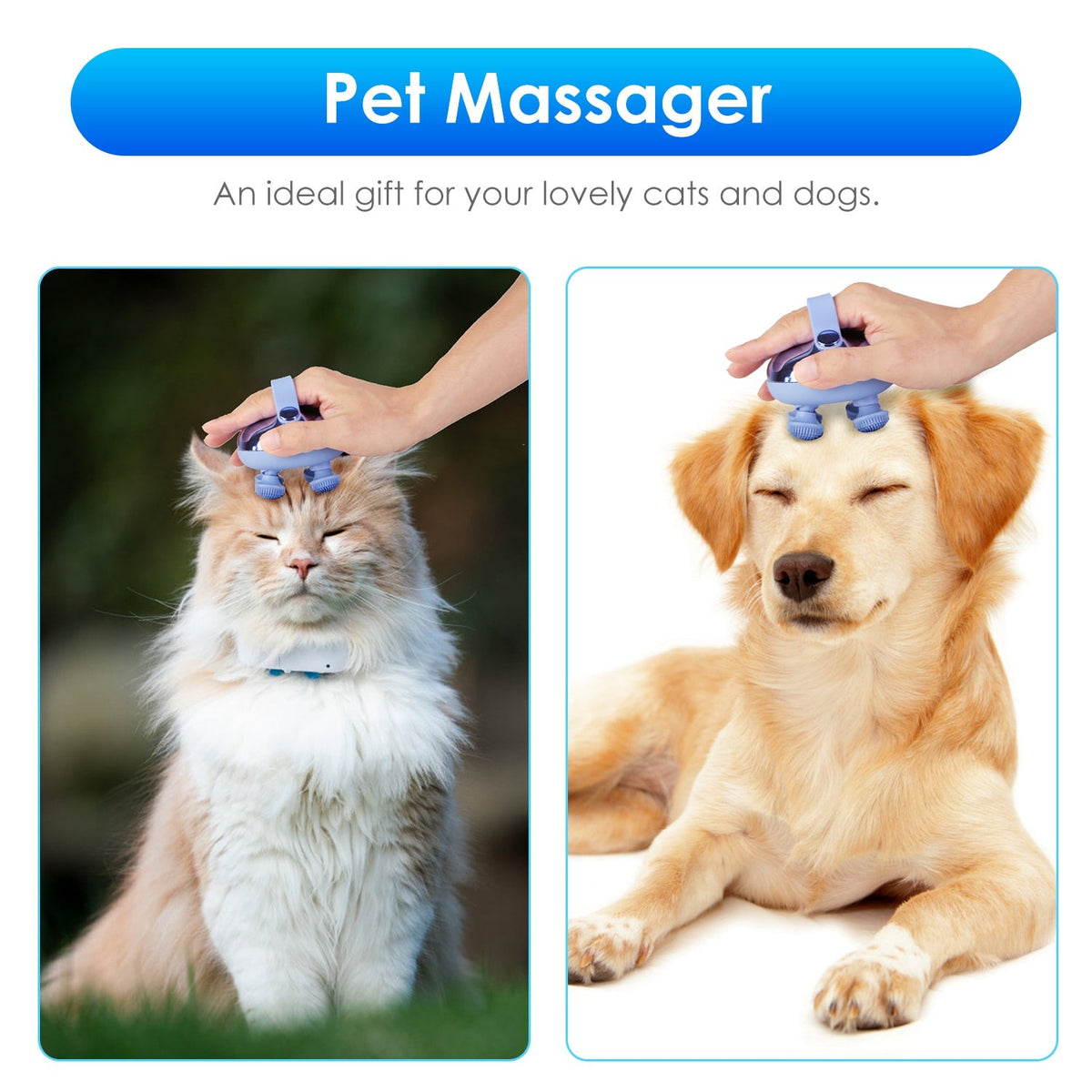 Electric Scalp Massager Rechargeable Head Mssager IPX7 Waterproof Dog Cat Massager with Red Light 3 Modes 3 Types of Massage Claws for Men Women Elder