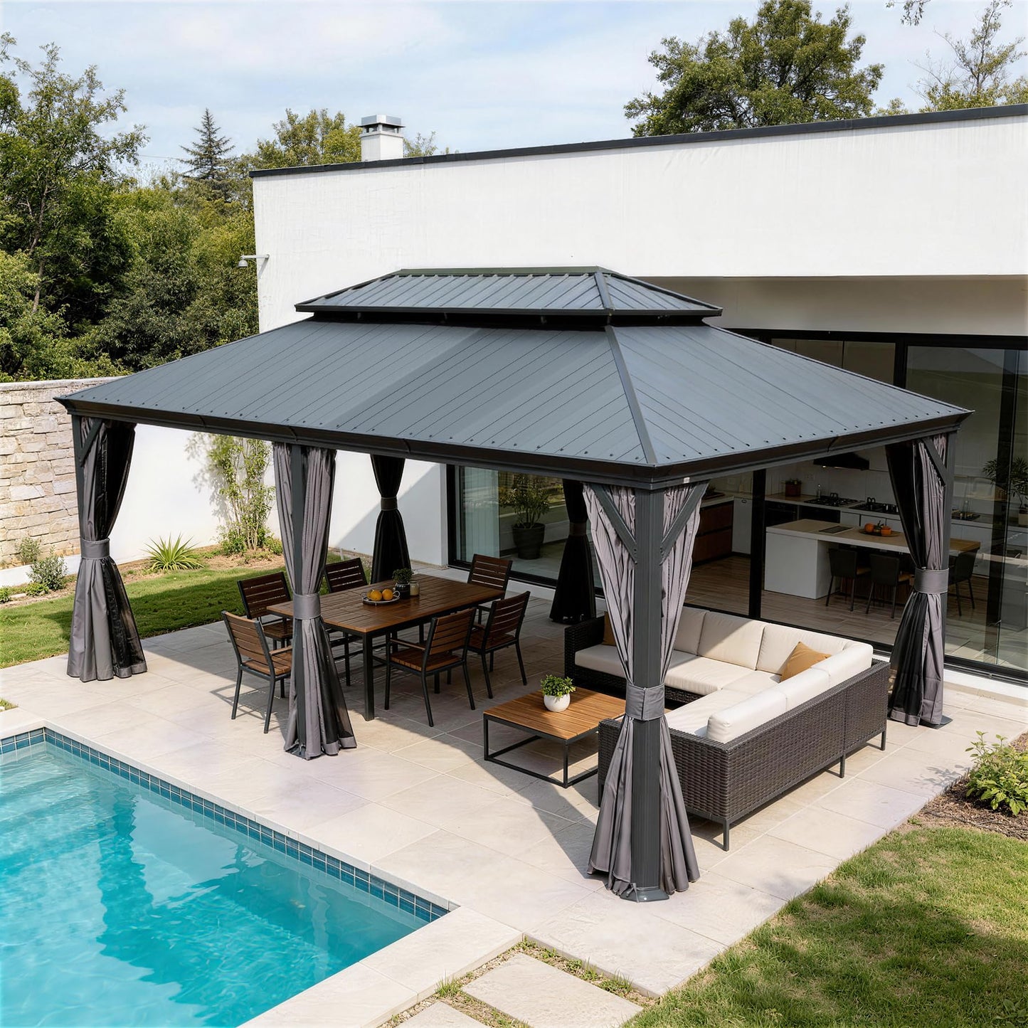 14'x22' Hardtop Gazebo with Resin Roof