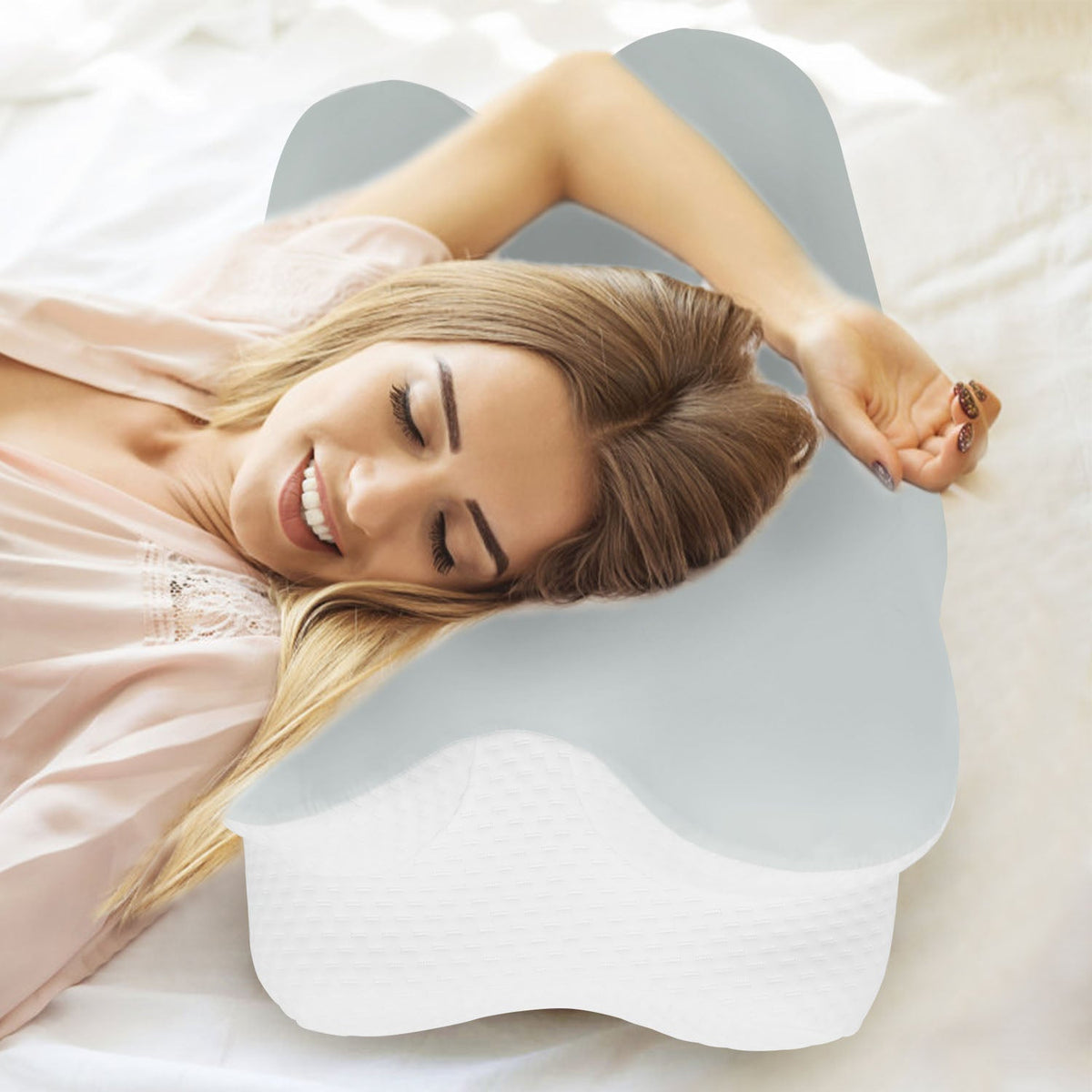 Orthopedic Memory Foam Pillow with Cooling Case Neck Support Pillow with Machine Washable Case for Side Back Stomach Sleepers