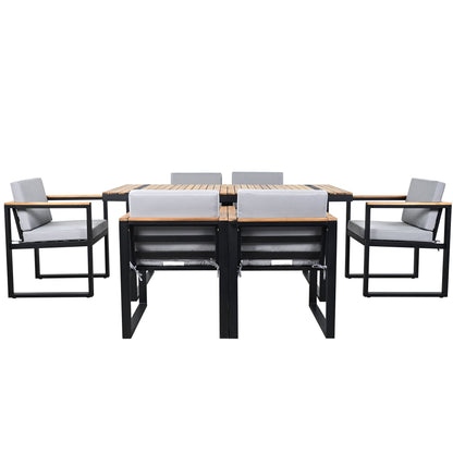 7 Pieces Outdoor Dining Set Patio Dining Table And Chair Set With And Removable Cushions For Patio