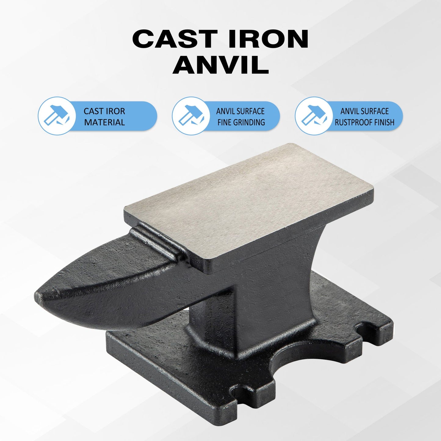 22 Lbs Single Horn Anvilб Counterop And Stable Base, Round Horn - Black