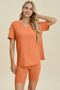 Plus Size Ribbed V-Neck Top & Shorts Set