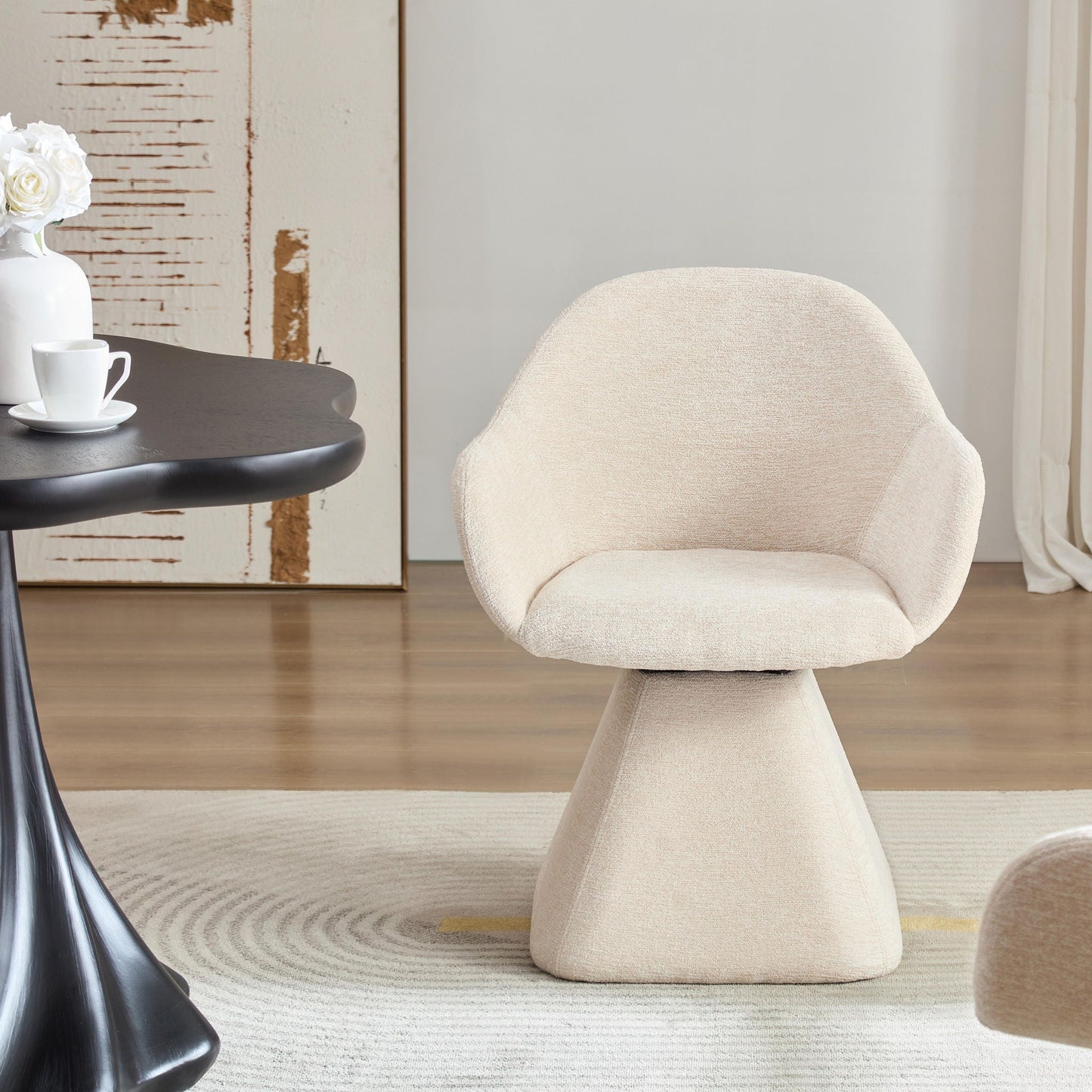 180° Rotating Accent Chair For Living Room - Beige