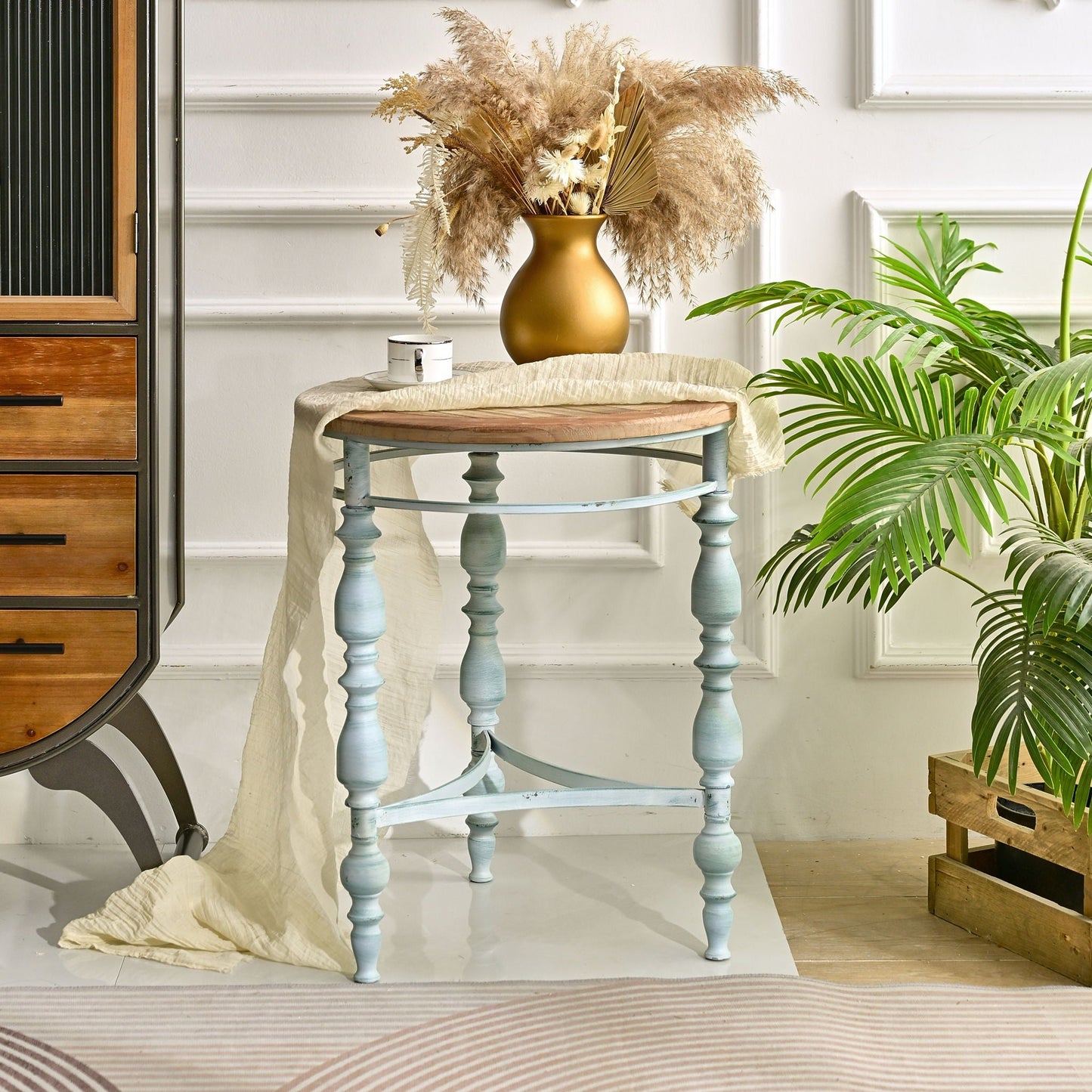 Round Top Carved Table For Living Room