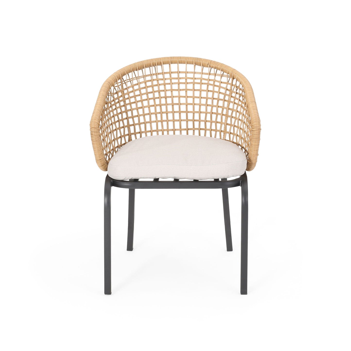 Outdoor Wicker Chair with Powder Coated Iron Legs