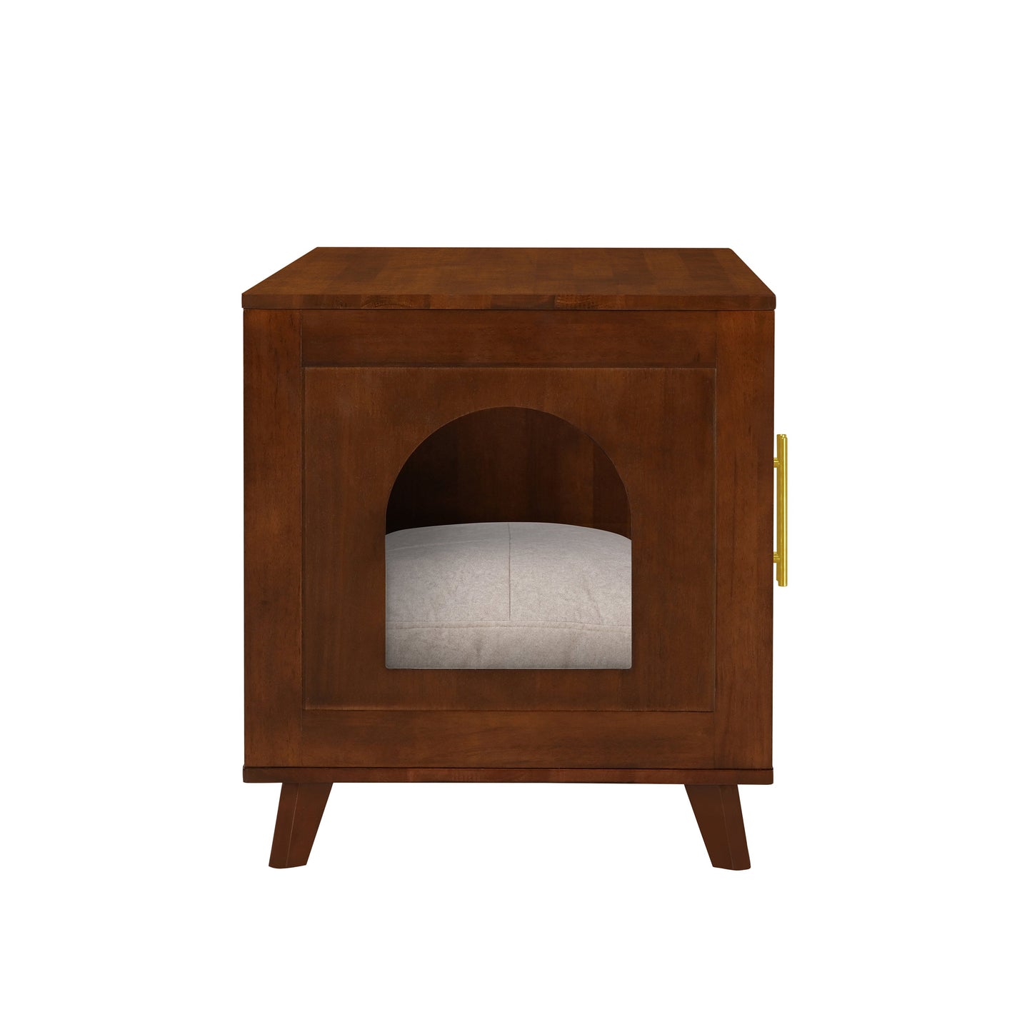Myra Indoor Premium Rubber Wood Cat Cabinet with Cozy Cushion