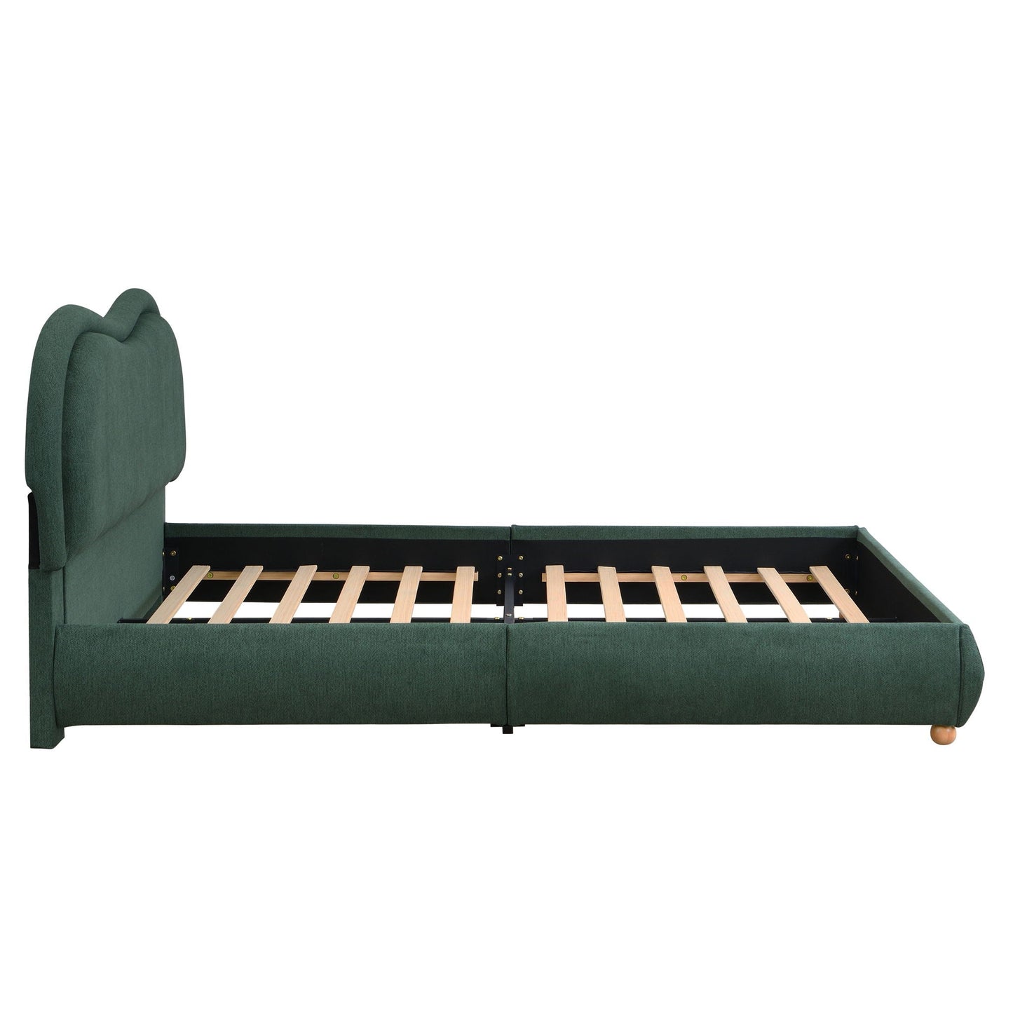 Upholstered Platform Bed Frame With Curved Headboard