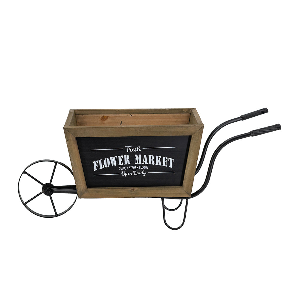Farmhouse Wheelbarrow Planter with Flower Market Sign