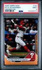 Graded 2025 Topps Now Kyle Schwarber #195 Orange Foil /25 Baseball Card PSA 9 Mint