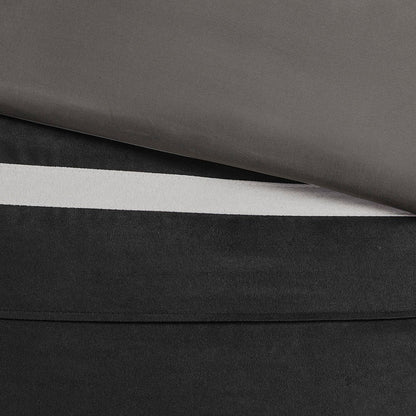7 Pc Pieced Faux Suede Comforter Set Black Queen