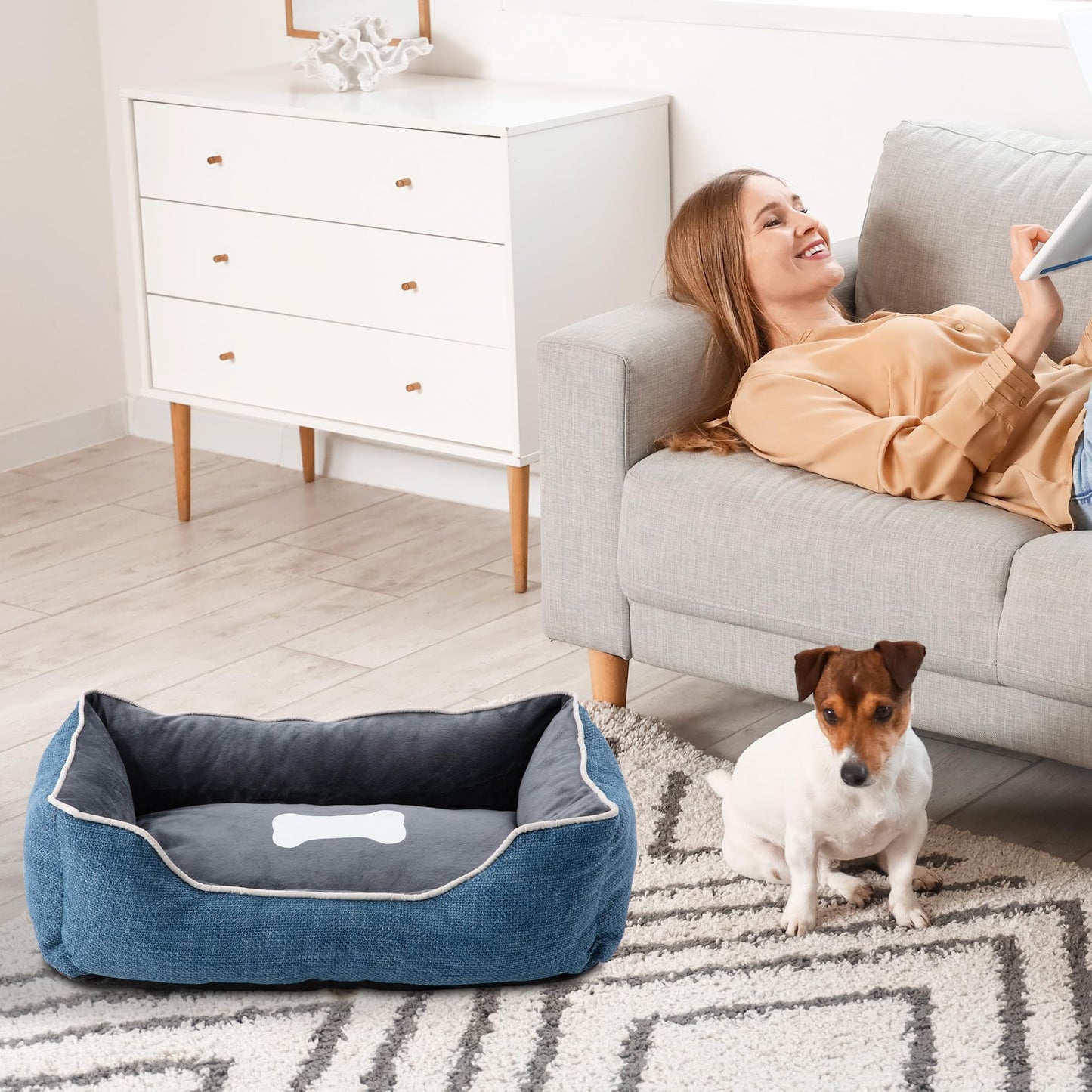 Small Dog Bed with Anti-Slip Bottom and Washable Cover