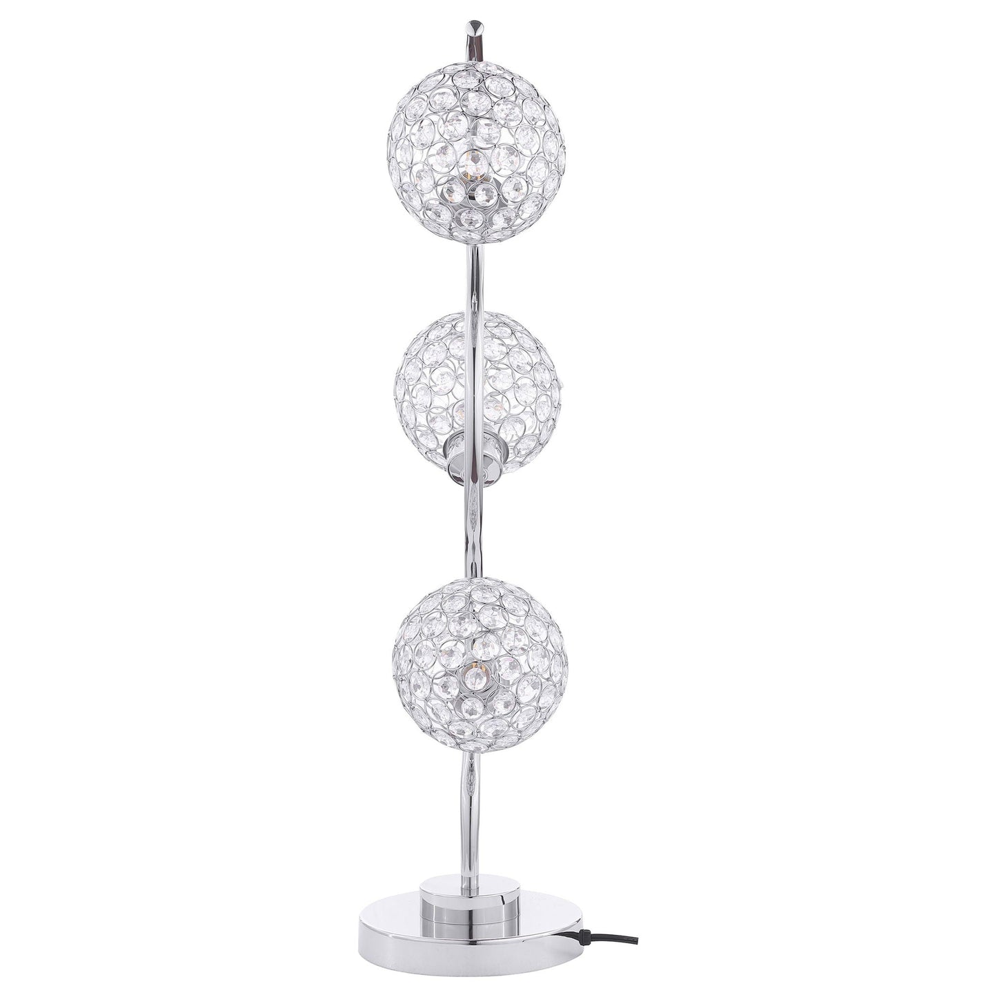 Vandy - 3 Light Curvy Table Lamp With Orb Shades - Chrome