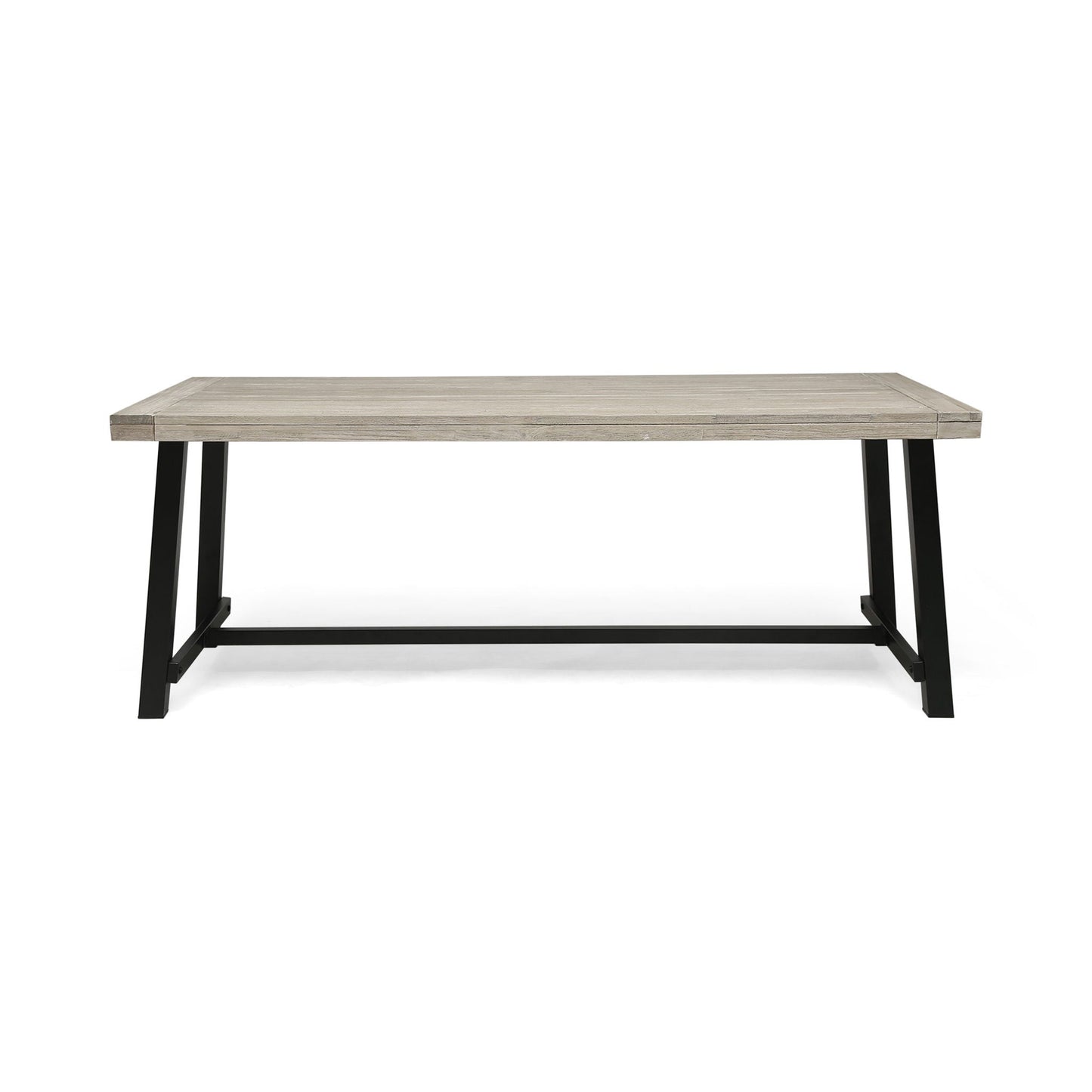 Equilibrium Outdoor Dining Table with Wooden Frame and Slat Top