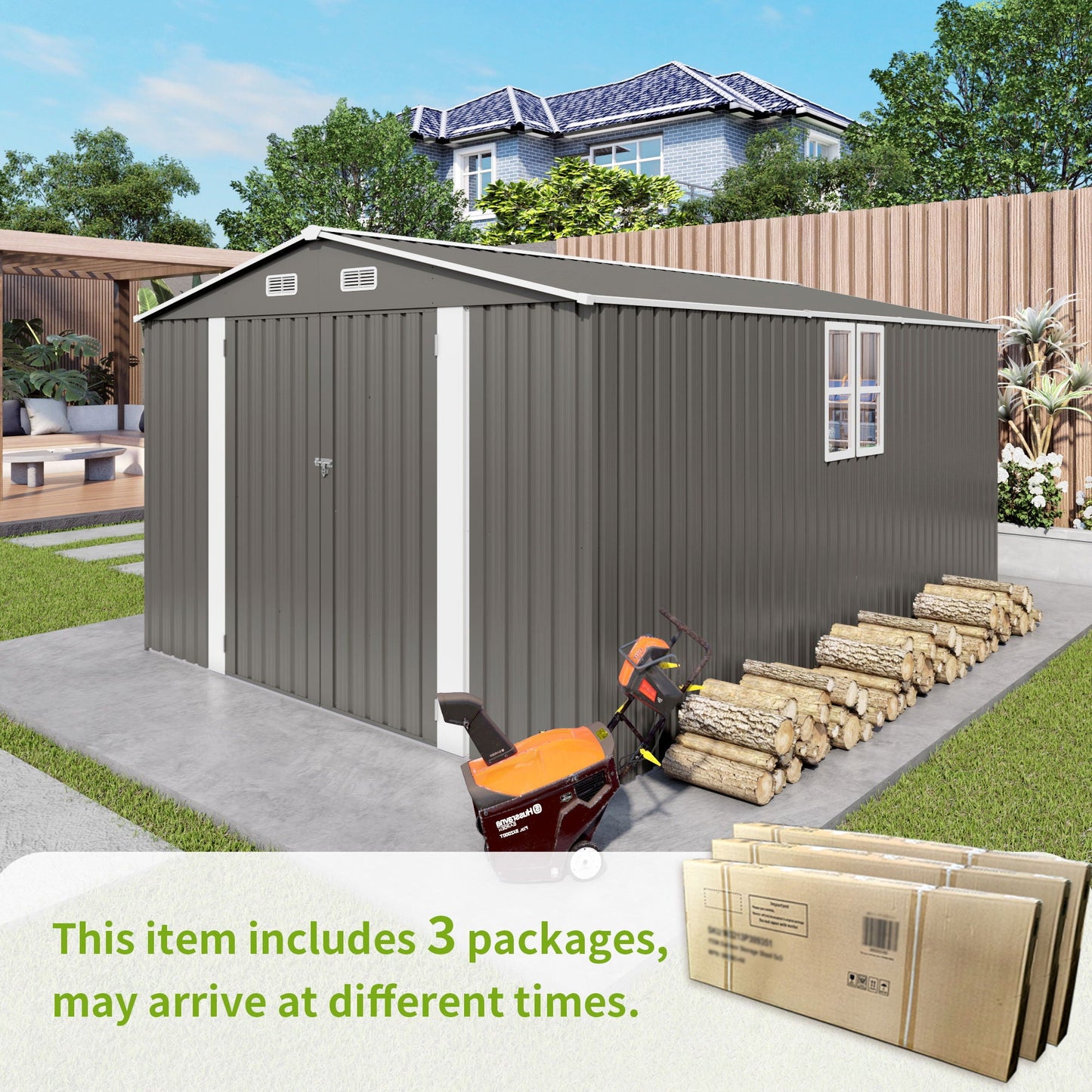 Outdoor Storage Shed With Lockable Doors