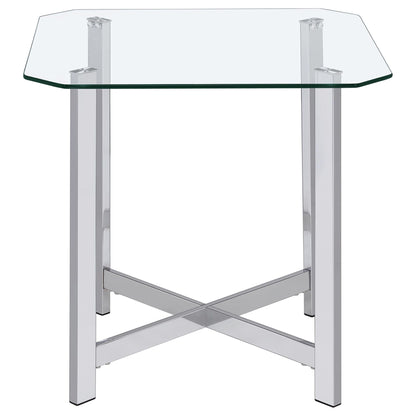 Cronin 3-piece Tempered Glass Top Coffee Table Set Chrome