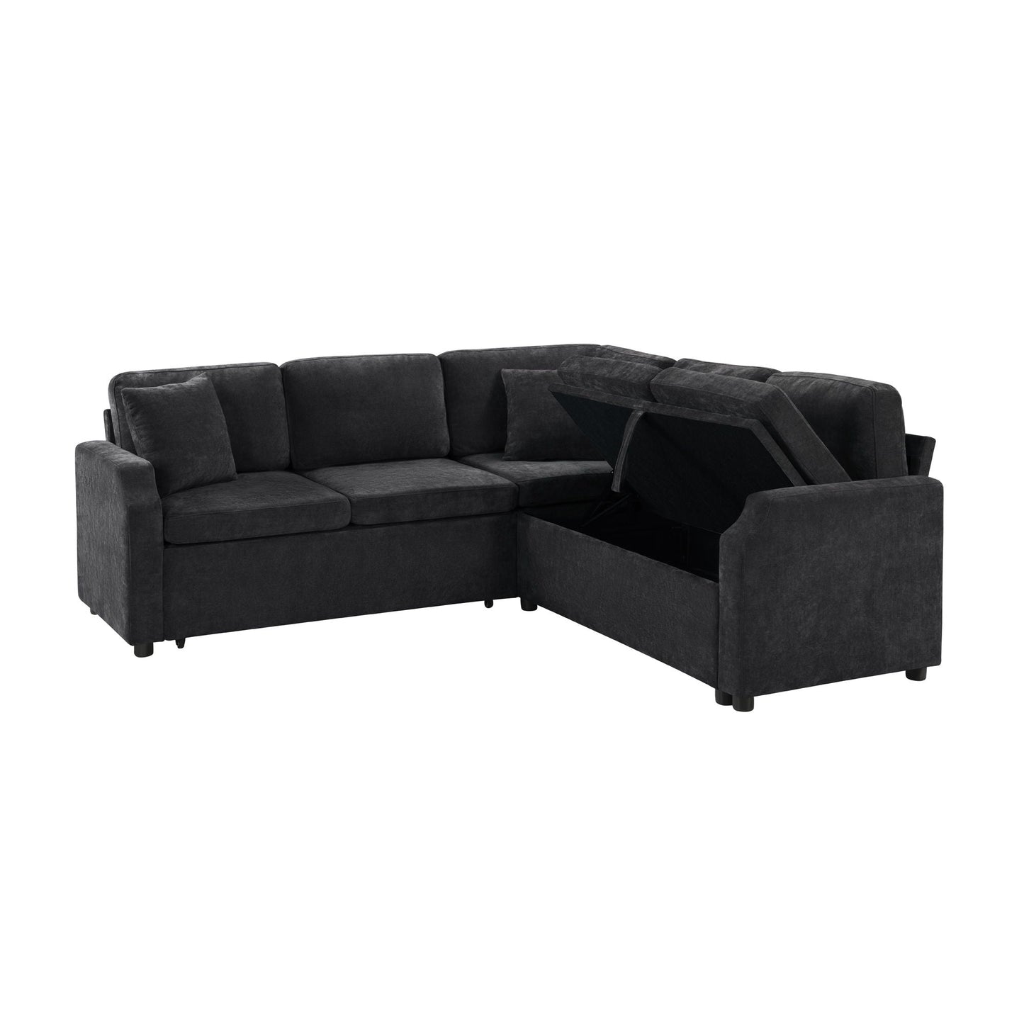 Modern L Shaped Sectional Sofa Bed With Hidden Storage Upholstery