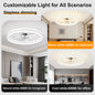 23.6 Inch Ceiling Fan with Light, Quiet DC Motor, Dimmable 3-Color LED
