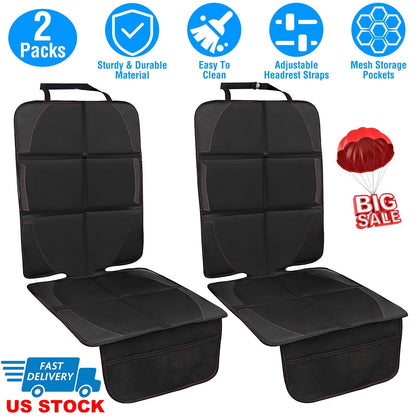 2 Packs Car Seat Protector Cushion Mat Pad with Thick Padding Protector for Child Baby Car Seat Mesh Pockets Non-slip