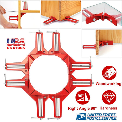 4Pcs 90 Degree Right Angle Corner Clamps Aluminum Alloy Miter Corner Clamp Woodworking Glass Frame Clamp for Picture Frame Holder Glass Holder DIY Woo
