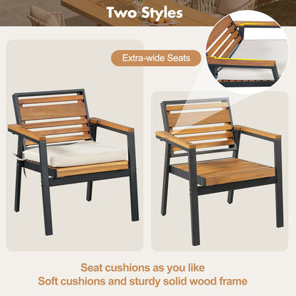 Modern 7-Piece Dining Set with Acacia Wood and Iron Frame