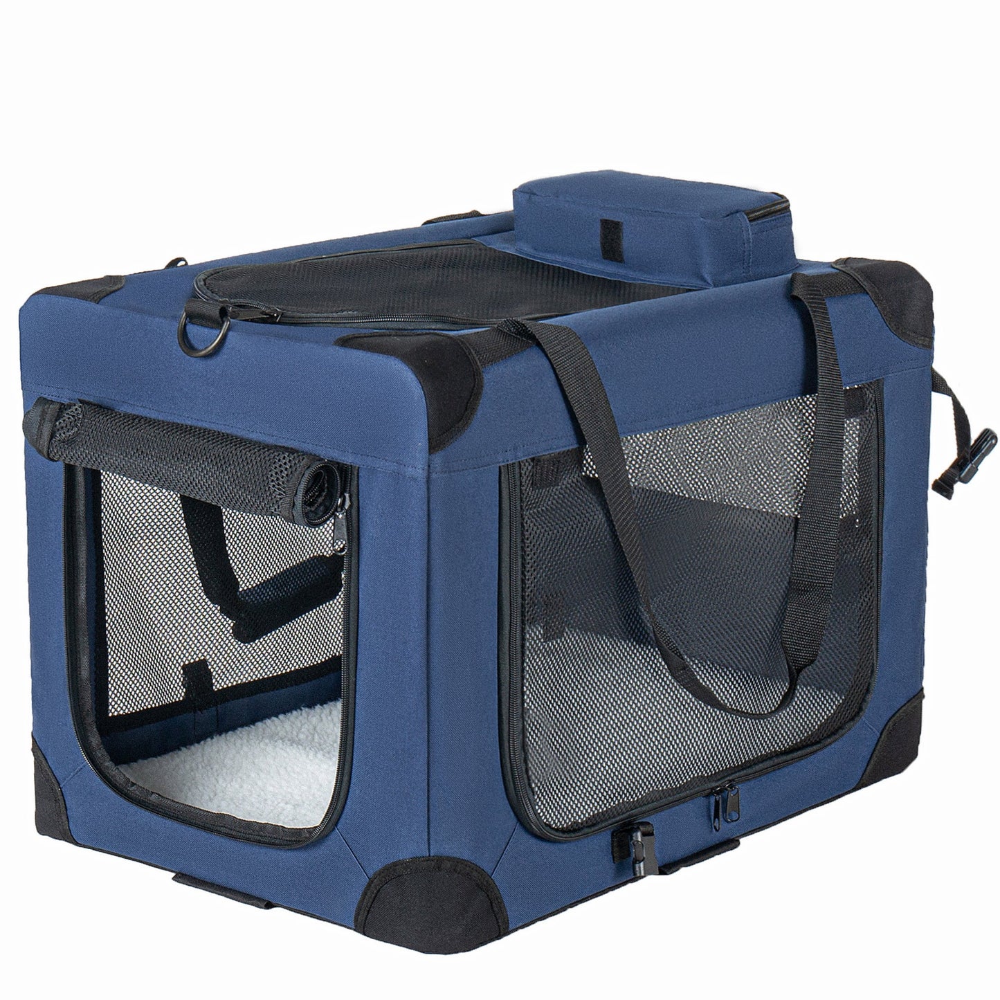 40'' Soft Dog Crates Kennel with 3 Doors and Fleece Mat