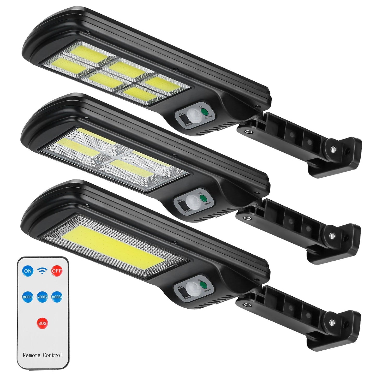 Solar Powered Wall Lights Outdoor 128LED Beads Motion Sensor Lamp IP65 Waterproof 3 Modes Sensor Light W/ Remote Control For Street Front Door Deck