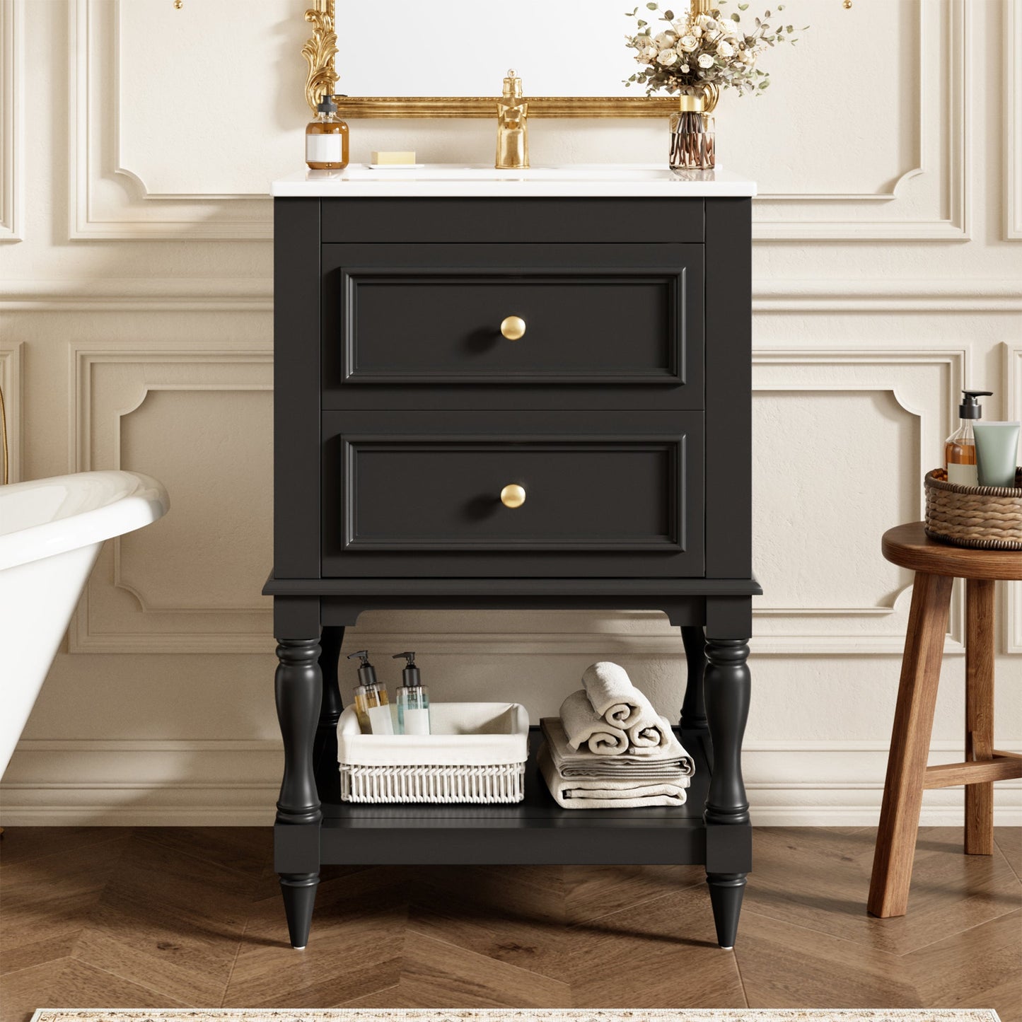 20'' Bathroom Vanity with Ceramic Sink and Storage Cabinet