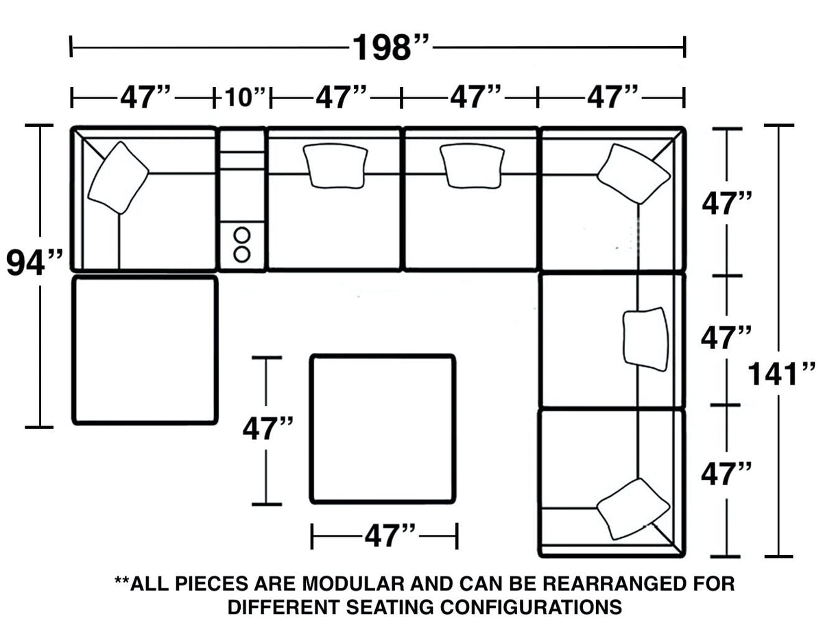 Posh - Modular Sectional And Ottoman