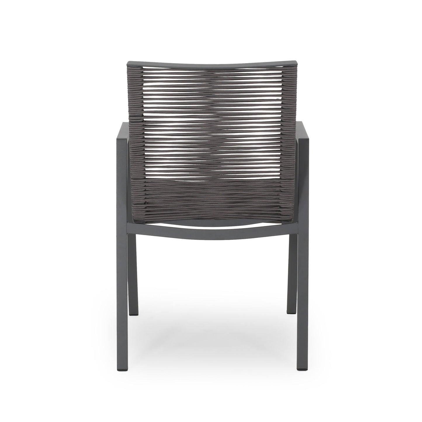 Outdoor Modern Aluminum Dining Chair Set With Rope Sea (Set of 2)