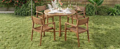 U_STYLE 5-Piece Outdoor Dining Set with Acacia Wood Chairs