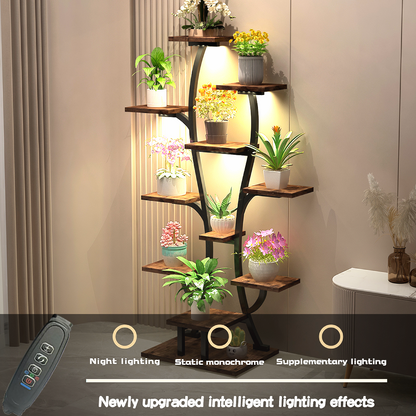 Vase Shape Indoor Plant Stand with Adjustable Grow Lights - Metal & MDF