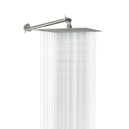 Luxury Rain Shower Head With Adjustable Arm, 10" Square, Stainless Steel - Brushed Nickel