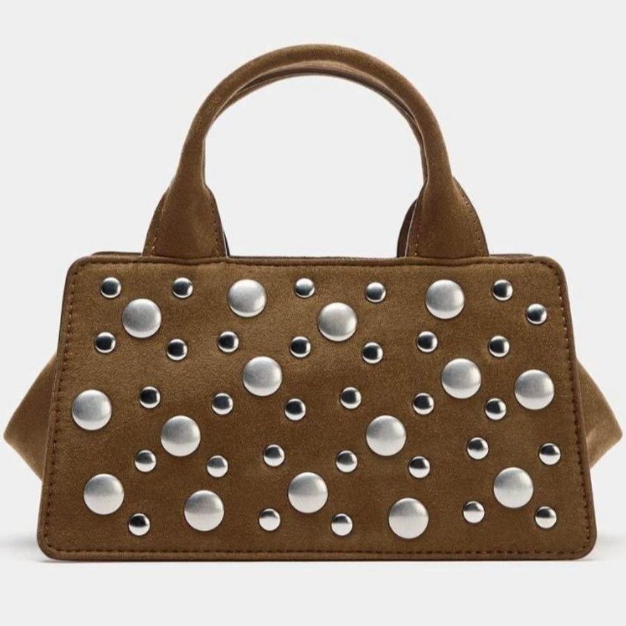 Fashionable Rivet-Embellished Commuter Handbag In A Punk Style
