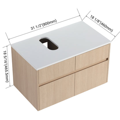 32-Inch Wall-Mounted Bathroom Vanity with 2 Soft Close Doors and 1 Drawer