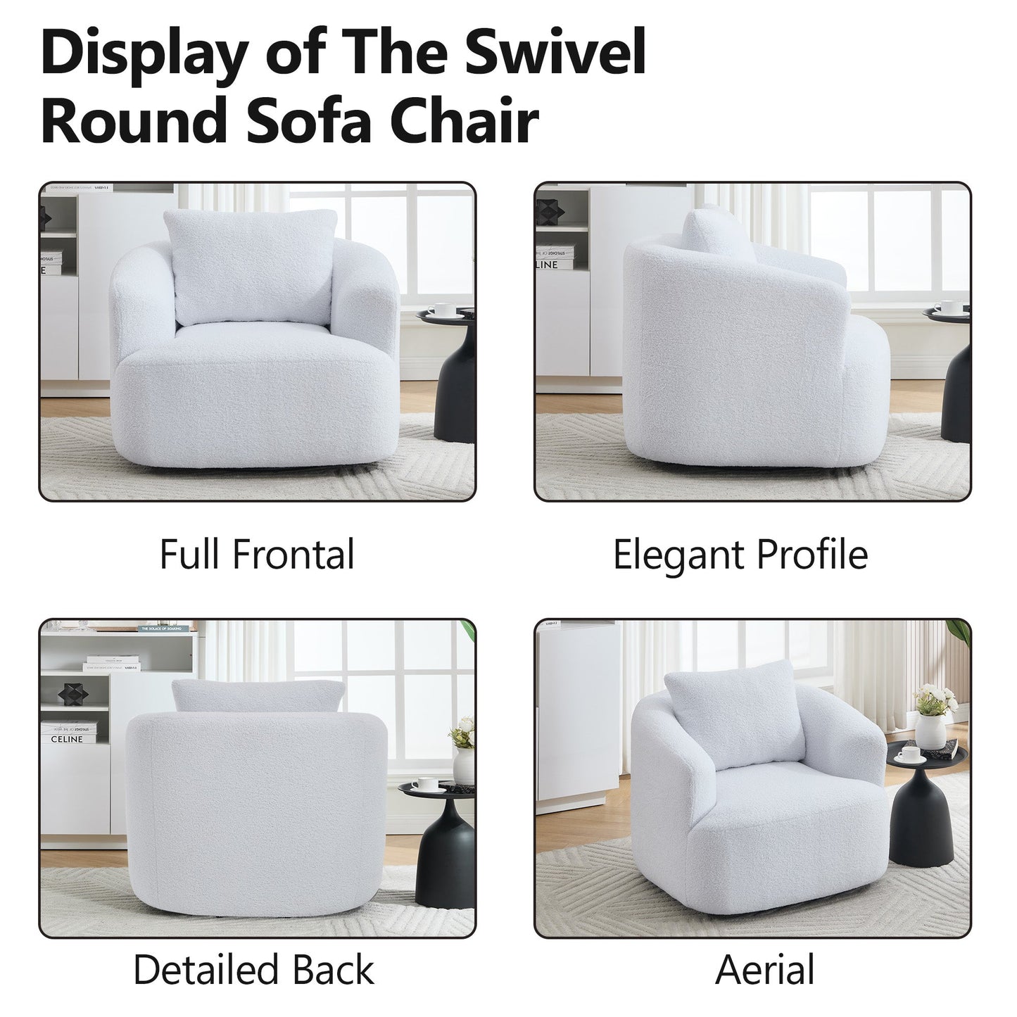 360° Swivel Round Upholstered Comfy Chair