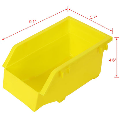 90 Parts Bin Shelving Storage Organizer With Locking Wheels For Shop Garage And Home - Black / Yellow