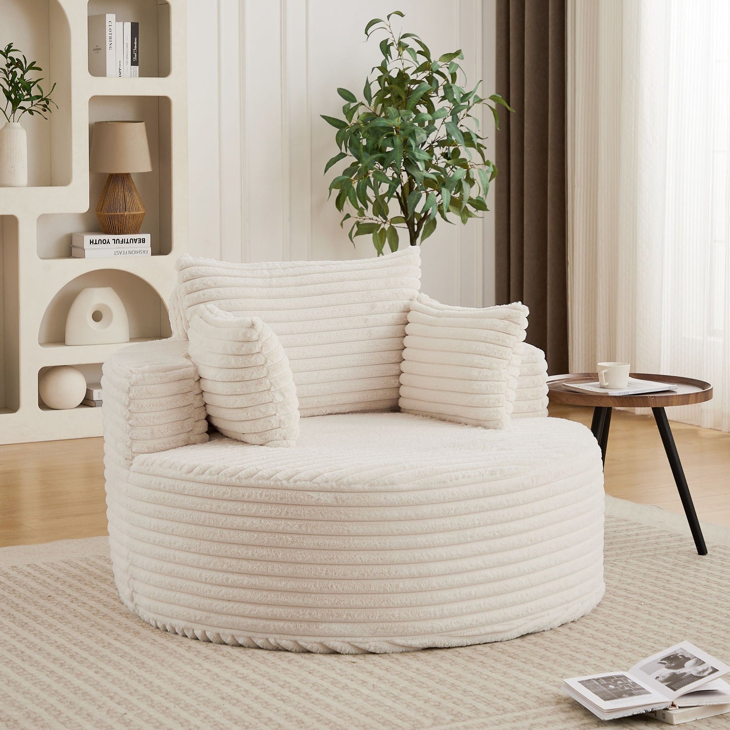 Modern Single Sofa With Backrest Pillow For Living Room