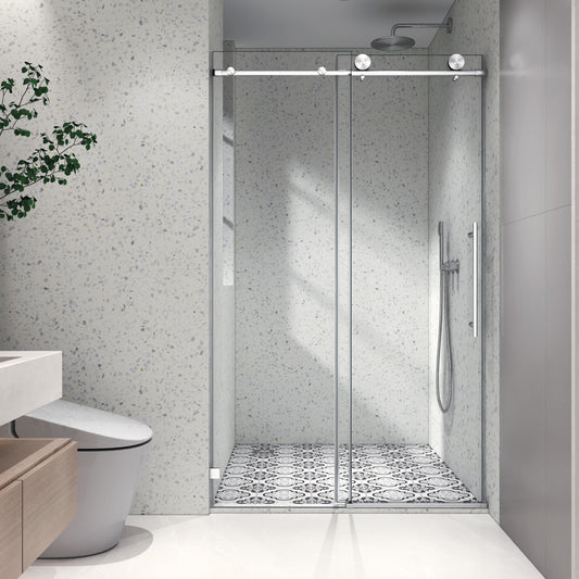 4876 Brushed Nickel Frameless Shower Door with Soft Closing