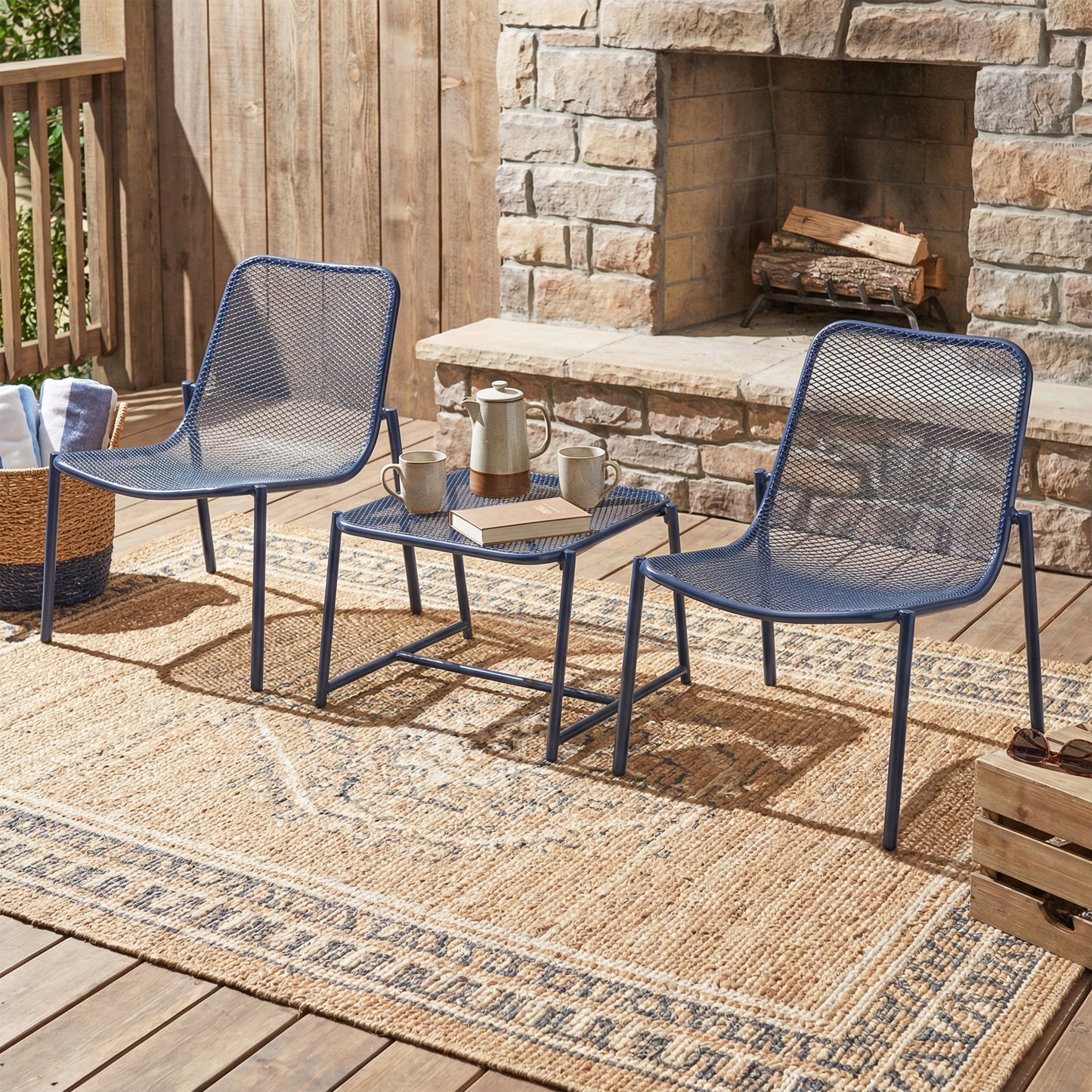 Kincaid Outdoor 3-Piece Conversation Set with Iron Frame