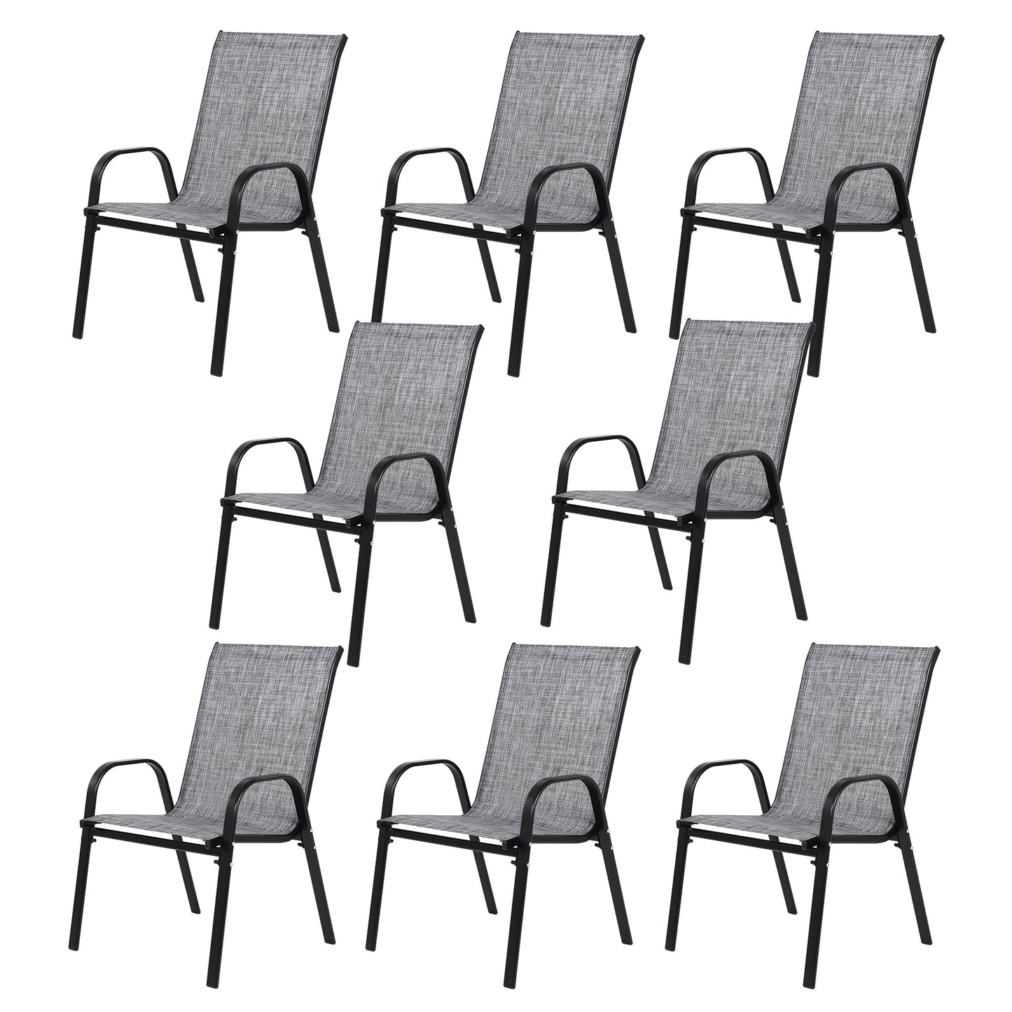 8 Piece Patio Chairs with Breathable Textilene Fabric
