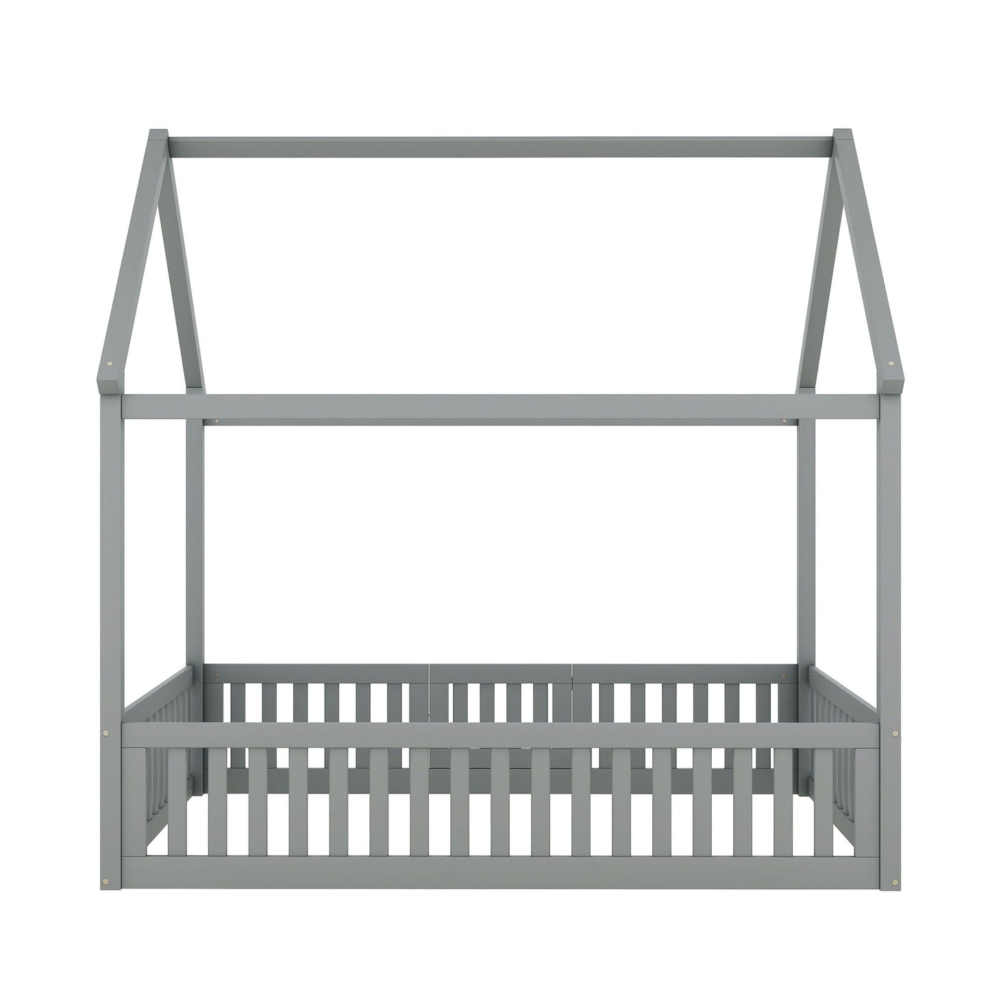 Wood House Bed With Fence And Door