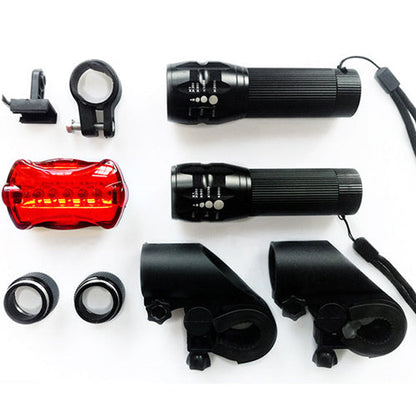 Bike Light Set: 2× Q5 LED Front Flashlights, 2 Mounts & 1 Rear Light