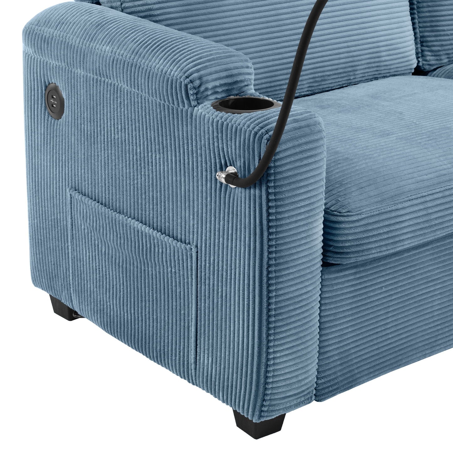 Sleeper Sofa Loveseat Sofa With Full Size Mattress, 2 USB Ports, 2 Cup Holders, 2 Side Pockets And Phone Holder