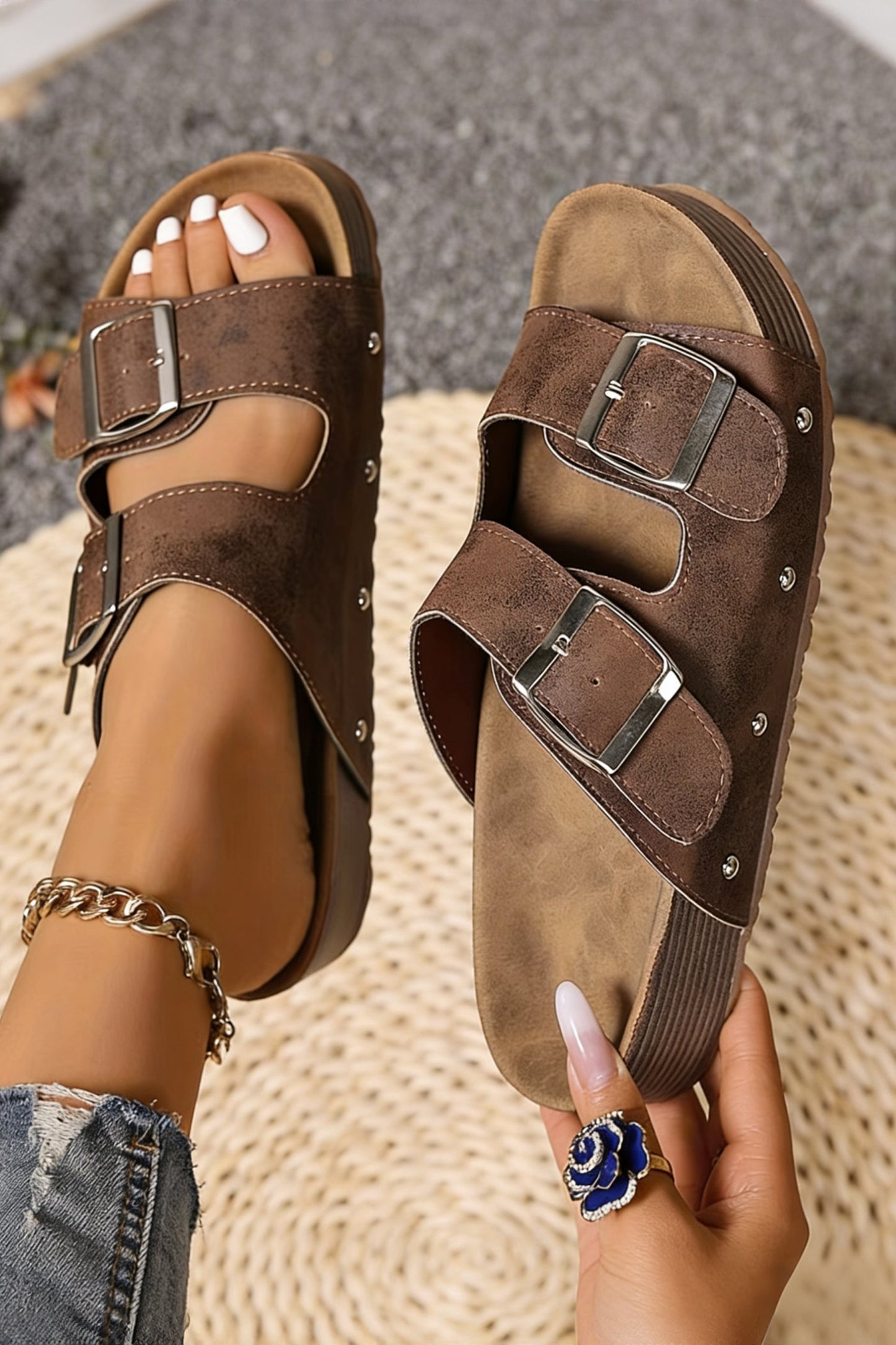 Leona Faux Suede Platform Slippers
